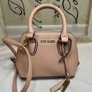 Steve Madden Blush Mini Bag with Structured Design and Gold Accents